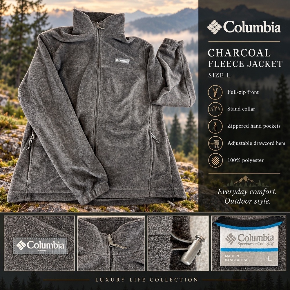 Columbia Steens Mountain Mens Full Zip Fleece Jacket Gray WM3220 Large